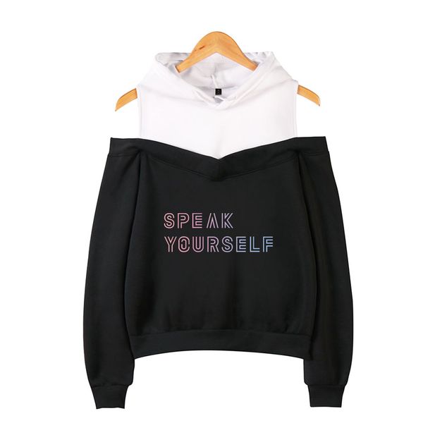 

new bts bulletproof youth league fashion trend womens off-shoulder fake two-piece hooded sweater