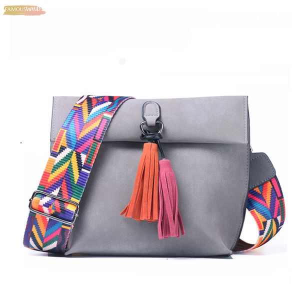 

women messenger zipper hasp bag crossbody bag tassel shoulder bags female designer handbags women bags with colorful strap