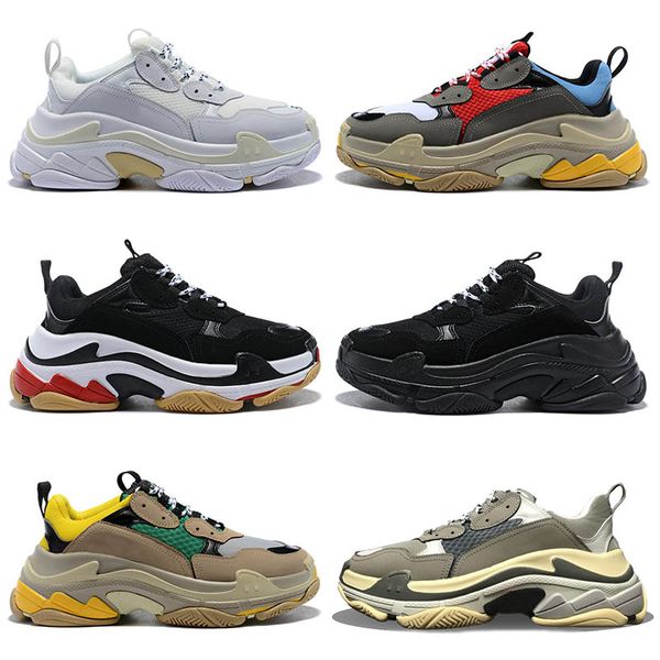 

hight quality yellow green triple black 17fw casual trainers mens white pink designer triple s women sneakers running sport shoes size36-45, White;red