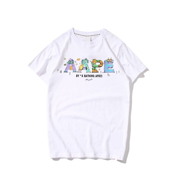 

women t shirt with brand short sleeve round neck without hat luxury women t shirt men women cute lively casaual shirts, White