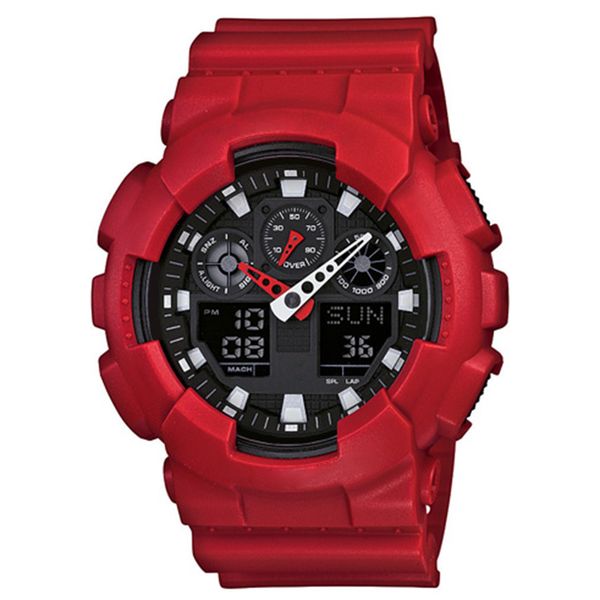

2020-men g100 large sports watch led waterproof climbing digital men's shock watch full pointer work, box, automatic lighting, Slivery;brown