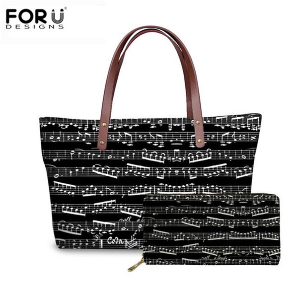 

forudesigns ladies shoulder bag music note pattern multi-function casual totes fabric bag foldable shopping sacoche homme