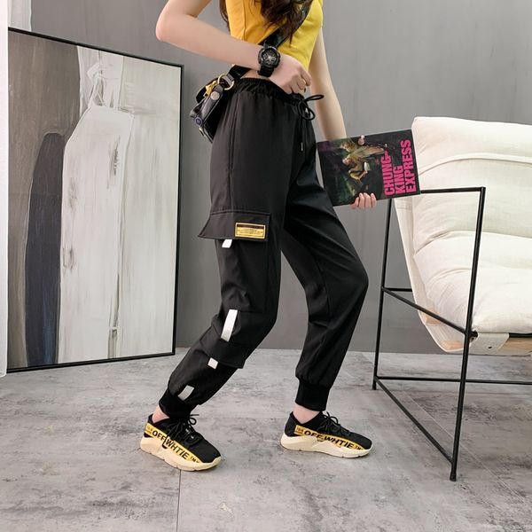

pants women sweatpants harajuku cargo pants streetwear billie eilish fashion printed trousers size pockets hip hop streetwear, Black;white