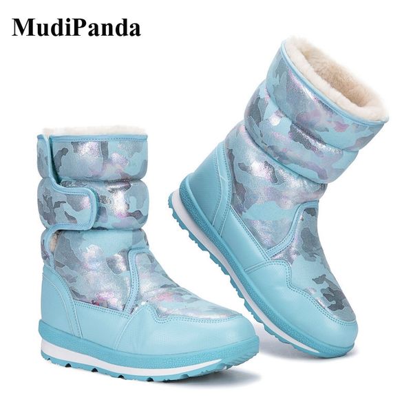 

mudipanda winter snow boots wool for girls boys kids children footwear plush home cotton shoes rubber round toe slip-on, Black;grey