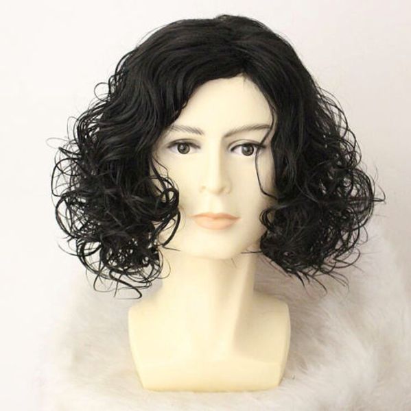 Men Wavy Curly Black Short Wig A Wig Cap New High Quality