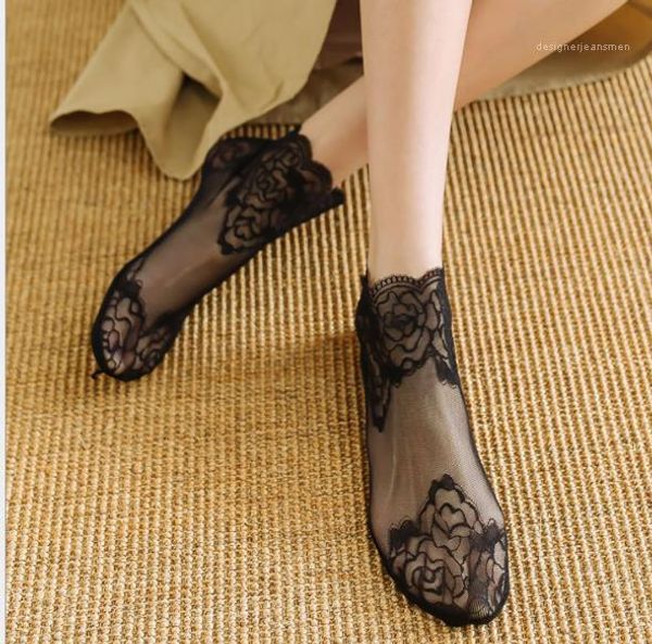 

короткие носки повседневный модный all match женщин лето нижнее белье lace твердая цветочные печатных женские носки дышащая выдалбливают, Black;white