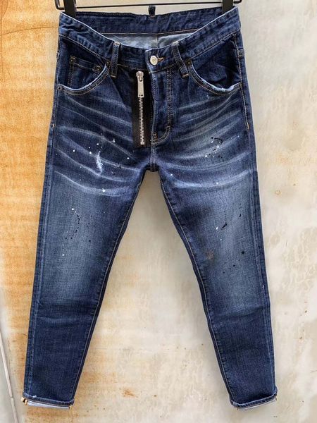 

dsquared2 dsq d2 dsquared2 мужских дизайнерских джинсы моды бренд мужчин на джинсы правда тонкая кнопка промытой молнии летать украшена горо, Blue