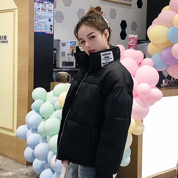 

women's down & parkas black 2021 jacket women winter fashion warm slim solid short style cotton padded coat stand collar
