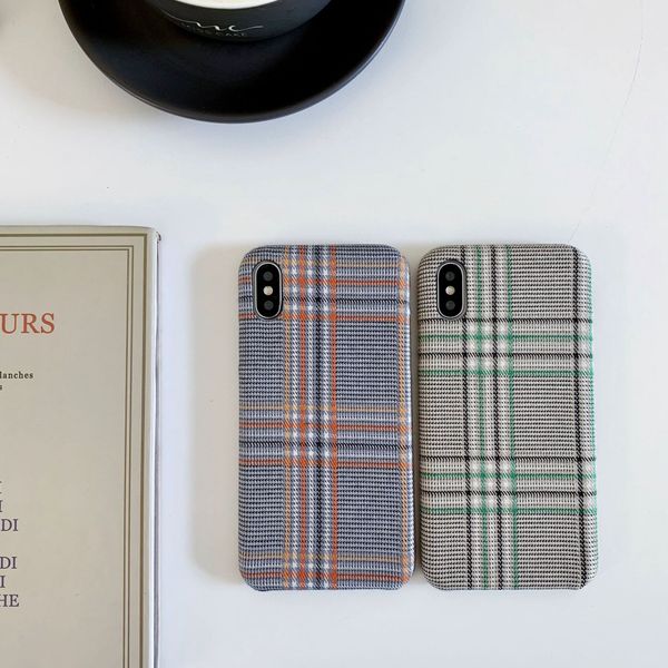 

for iphone 11 pro xs max xr phone case line grid 6 7 8 x plus college style flannel soft cell phone cases
