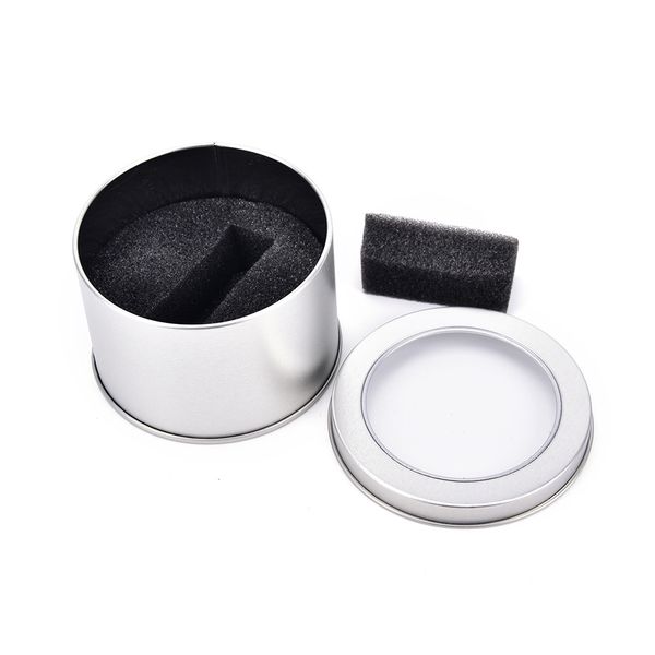 

practical silver case tin display gift box storage watch winder jewelry nice sponge round organiser, Black;blue