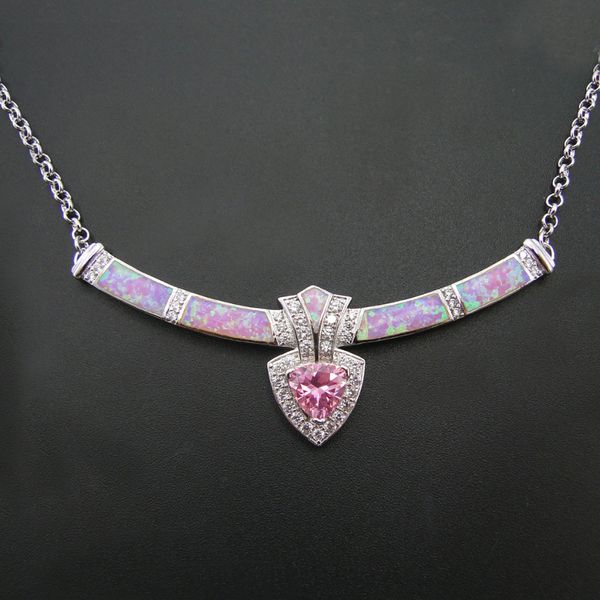 

fashion jewelry big pendant opal jewelry silver plated women pendants necklace pink fire opal pendant for women gift