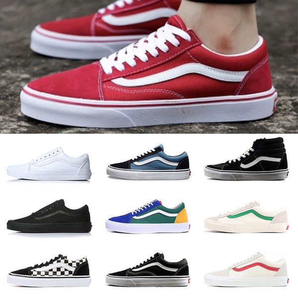 

canvas shoes van old skool fear of god classsic slip-on skateboard shoes sk8-hi yacht club revenge x storm sports sneakers, White;red