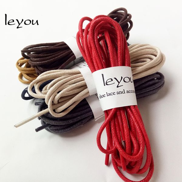 

leyou 80-160cm round waxed coloured shoelaces elastic leather shoes strings boot sport shoe laces cord, Black