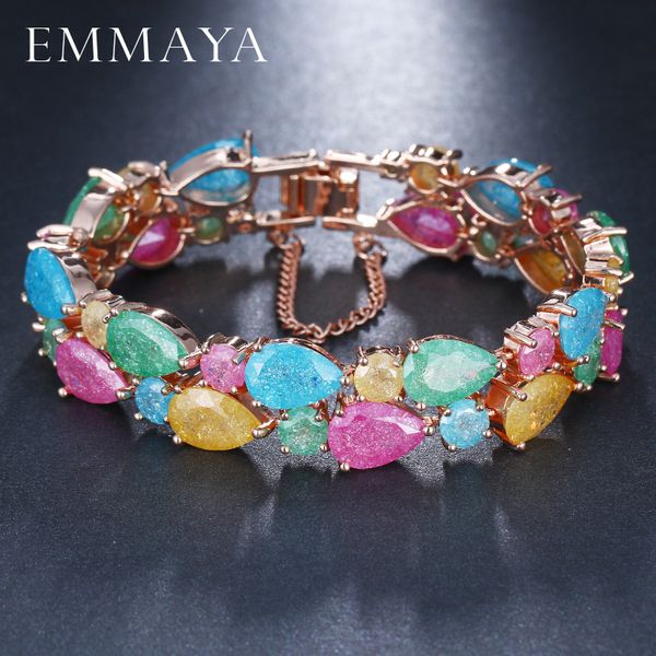 

emmaya trendy charm cz bracelet rose gold color mona lisa bangle colorful love friendship bracelets for women jewelry, Golden;silver