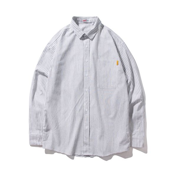 

men's long sleeve stripe 100% shirts in 2019-6005, White;black