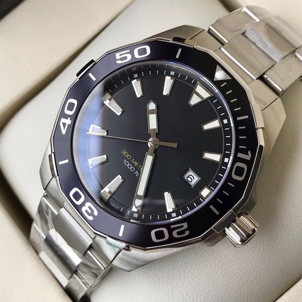 

men watches quartz movement 316l band waterproof wristwatches sapphire crystal men 43mm men luminous watches, Slivery;brown