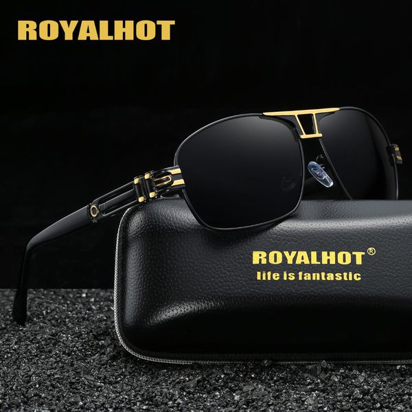 

royalpolarized rectangle aloy frame sunglasses men women driving sun glasses shades oculos masculino male 70019, White;black