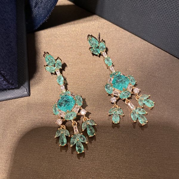 

fashion-crystal earrings fashion brand jewelery 925 silver needle flower pendant earring designer cz stud earings