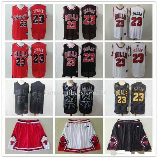 

мужской чикаго быки 23 майкл баскетбол шорты баскетбол джерси красный черный белый, Black;red