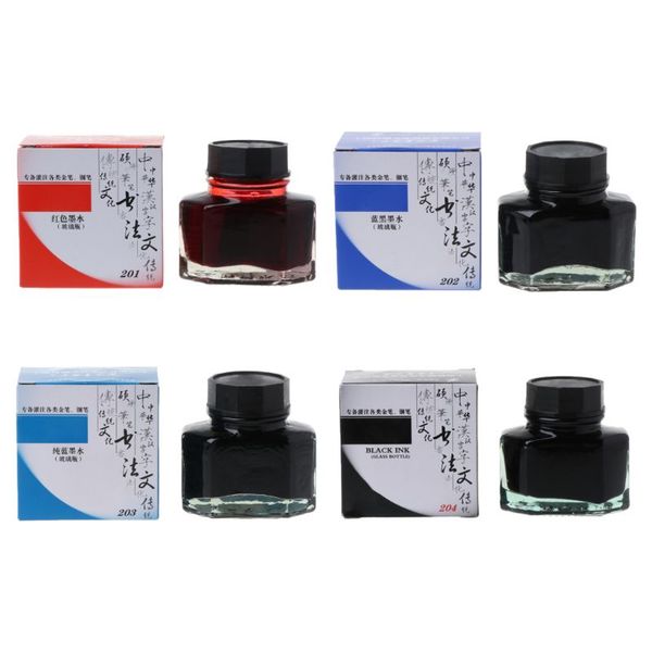 

50ml bottled glass smooth writing fountain pen ink refill school student stationery office supplies l41e, Black;red