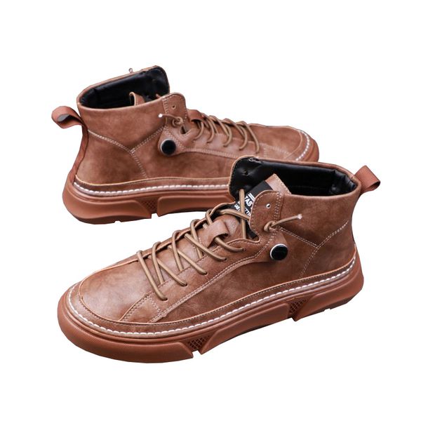

luxury vintage all brown ankle boots men high-black button leather mens casual shoes social oxford sneakers erkek ayakkabi