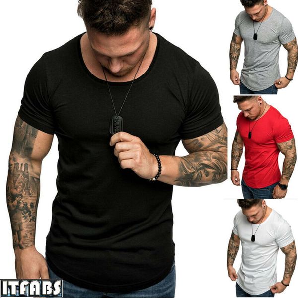 

2020 summer male t-shirts new men's men's summer tight t-shirt round neck short sleeve sports slim t-shirt, White;black