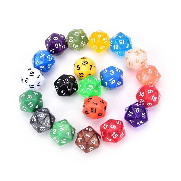 

высокое качество 1set 20 боковое цифровой dice номер 1-20 для rpg игры dice красочных d20 dice set непрозрачного эффекта, подземелья и драко, Black