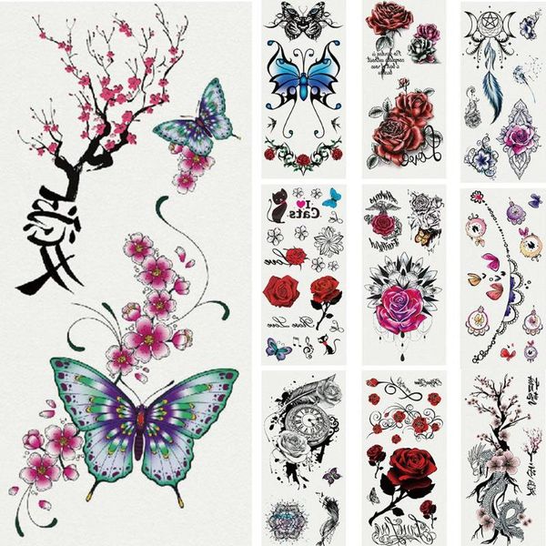 

fashion butterfly dragon flower body art temporary fake tattoo sticker decal