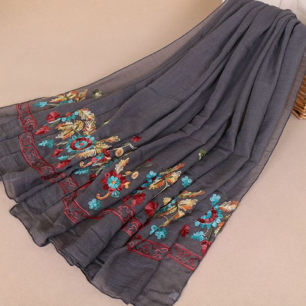 

msaiss autumn new embroidery flower ladies scarf vintage classic ladies cotton headband muslim big scarf