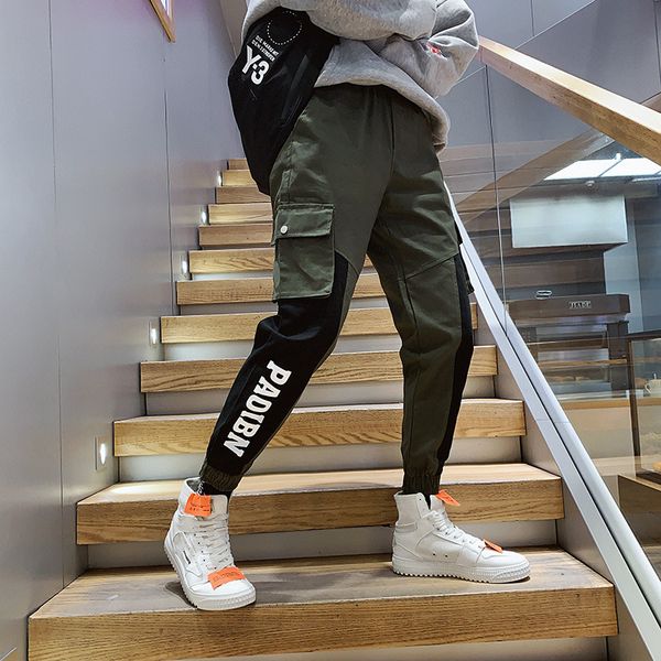 

autumn and winter ins super fire pants men's popular brand loose bib overall beam leg korean-style trend casual harem versatile, White;black