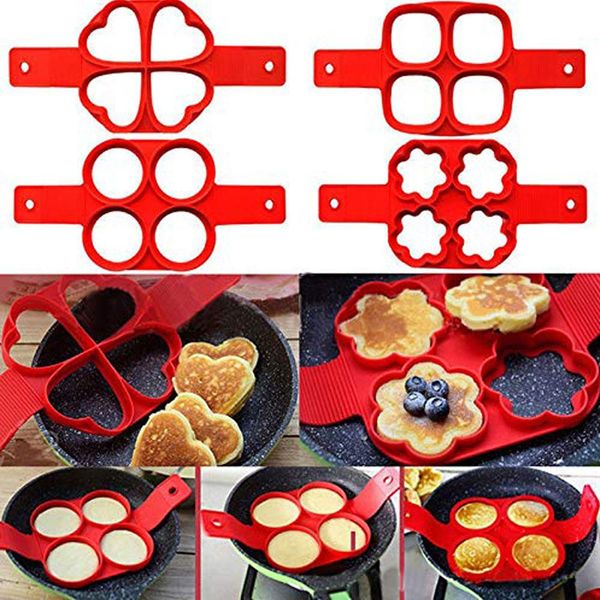 

nonstick silicone pancake mold maker fried egg ring mold shaper heart round flipping pancake silicon mold omelette mould
