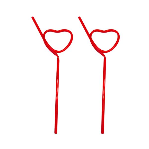 

2 pcs heart shape creative wedding straw cocktail straw art hard plastic drink stir bar for wedding party (red
