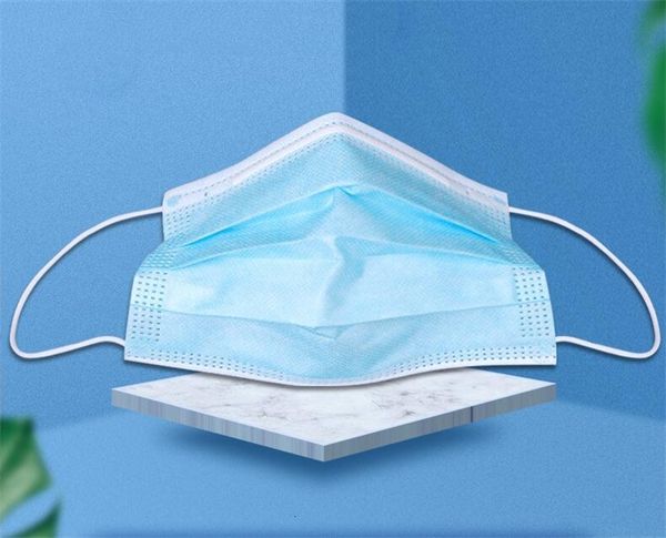 

in stock face3 layer saliva elastic earloop face mask dustproofwholesale blue 3ply non woven n05 otf8