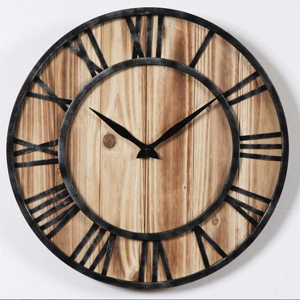 

nordic creative wrought iron retro wall clock modern home fashion simple living room mute clock decoration on the wall