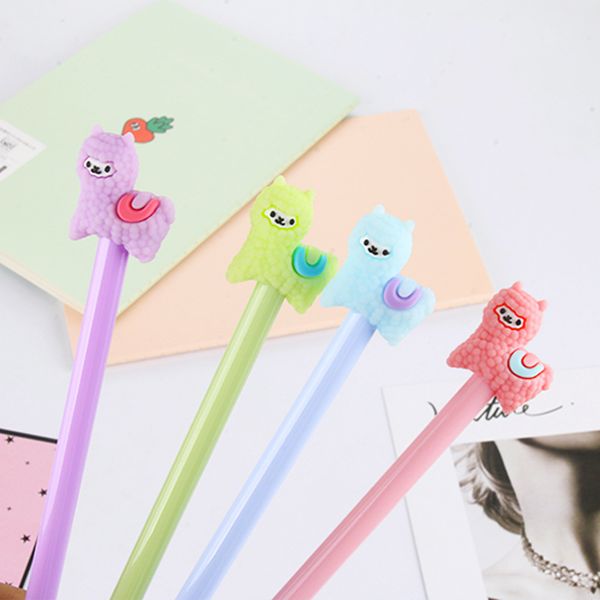 

40 pcs cartoon creative plush alpaca gel pen cute lamb black water pen student stationery kawaii school supplies