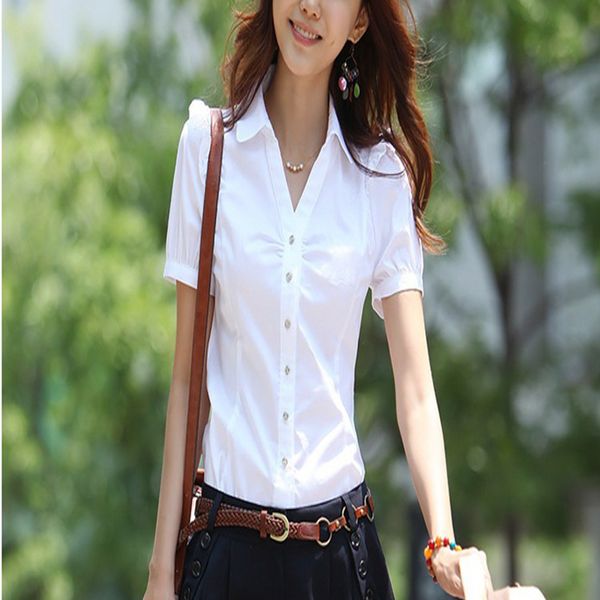 

lhq spring and summer new formal blouse women and 5xl plus size white shirt short sleeve fashion ladies