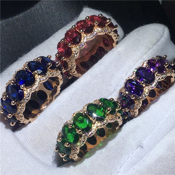 

fashion statement ring rose gold filled 925 silver 5a cz stone party wedding band rings for women men party jewelry gift, Slivery;golden
