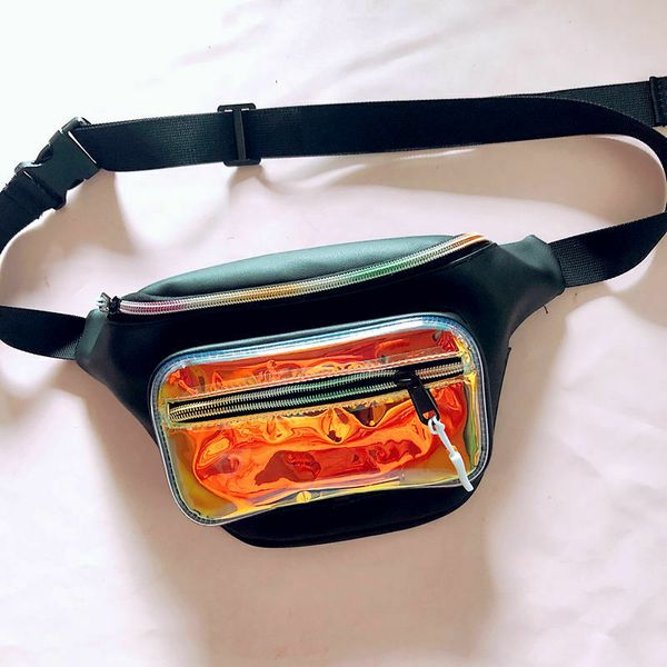 

2019 new holographic laser women's waist bag pu leather waterproof fashion fanny pack casual outdoor sports chest bag