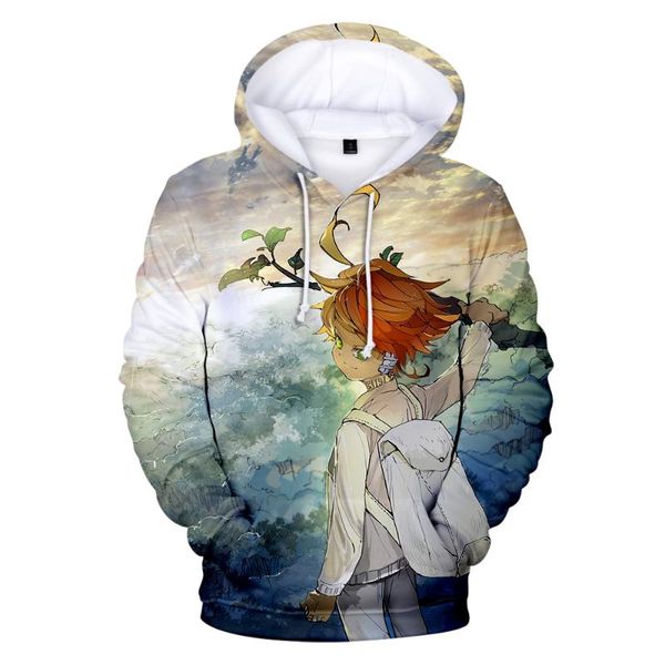 

men's hoodies & sweatshirts 3d print the promised neverland men/women long sleeve hoodie pullovers fashion, Black