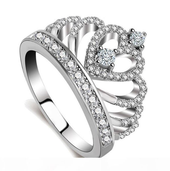 

2017 luxury jewelry 925 sterling silver white z simulated diamond gemstones women wedding lady's finger crown ring size5-1