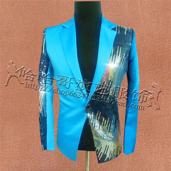 

2019 new men fashion casual slim blazers spring new korean men's gradient multicolor sequins bar suit male singer stage jackets, White;black