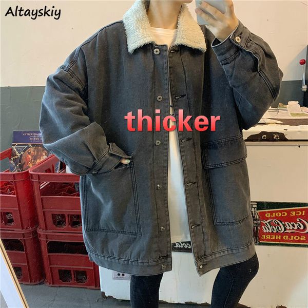 

parkas women denim winter coat womens bf vintage couples harajuku korean loose streetwear winter thick all-match ulzzang, Black