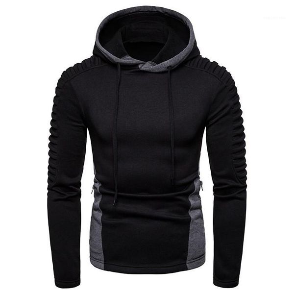 

designer hoodies slim pullover zipper sweatshirt long sleeve fashion mens mens panelled draped, Black