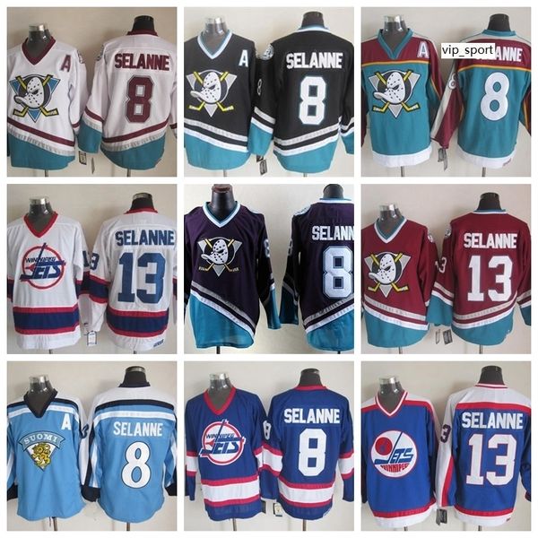 

anaheim ducks teemu selanne jerseys hockey stadium series vinatge team color black red orange purple