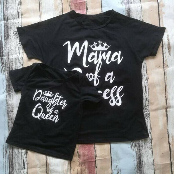 

family matching t shirt blouse for mom kids baby matching outfits letter print tee clothes, Blue