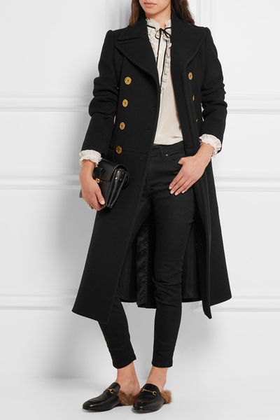

uk manteau femme 2019 autumn winter women black notched double breasted woolen long coat classic slim overcoat abrigos mujer