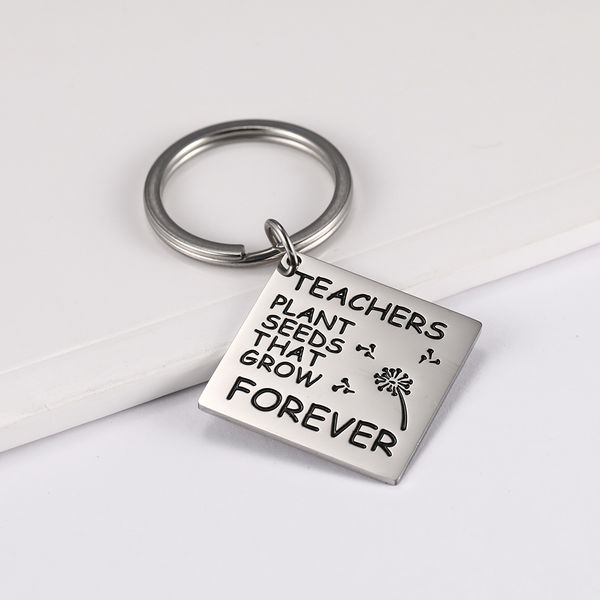 

dawapara stainless steel jewelry accessories keyring square pendant laser letters fashion key chain, Silver