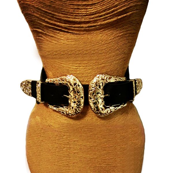 

2017 Женская мода старинные ремень металлический пряжкой кожаные ремни эластичный дизайнер сексуальная выдалбливают широкий поясной ремень для женщин C19010301