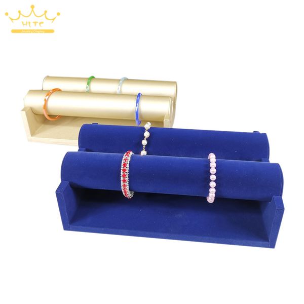 

jewelry display stand velvet/pu leather bracelet bangle necklace display stand holder watch jewelry storage rack, Pink;blue