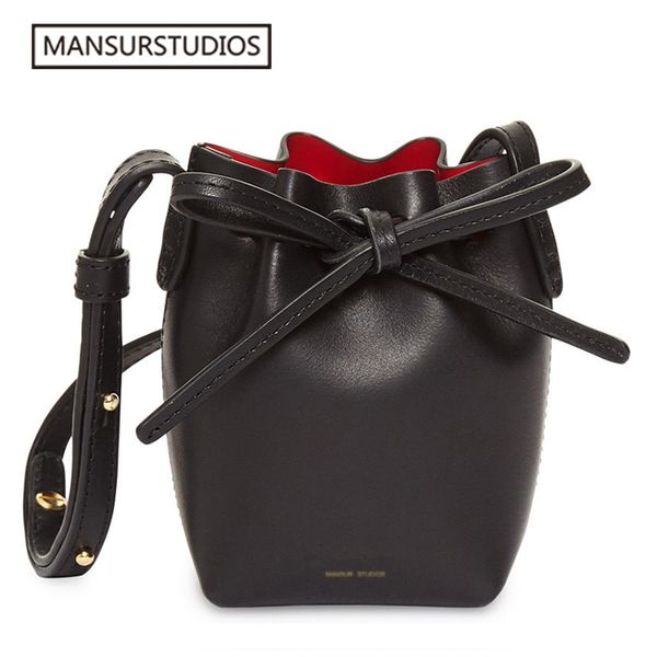 

2017 mini bucket bag mansur women split leather mini shoulder bag lady leather cross bag, hiping